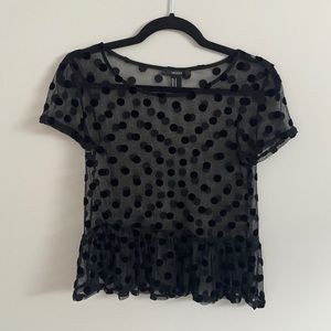 Sheer black poka-dots blouse from Forever21